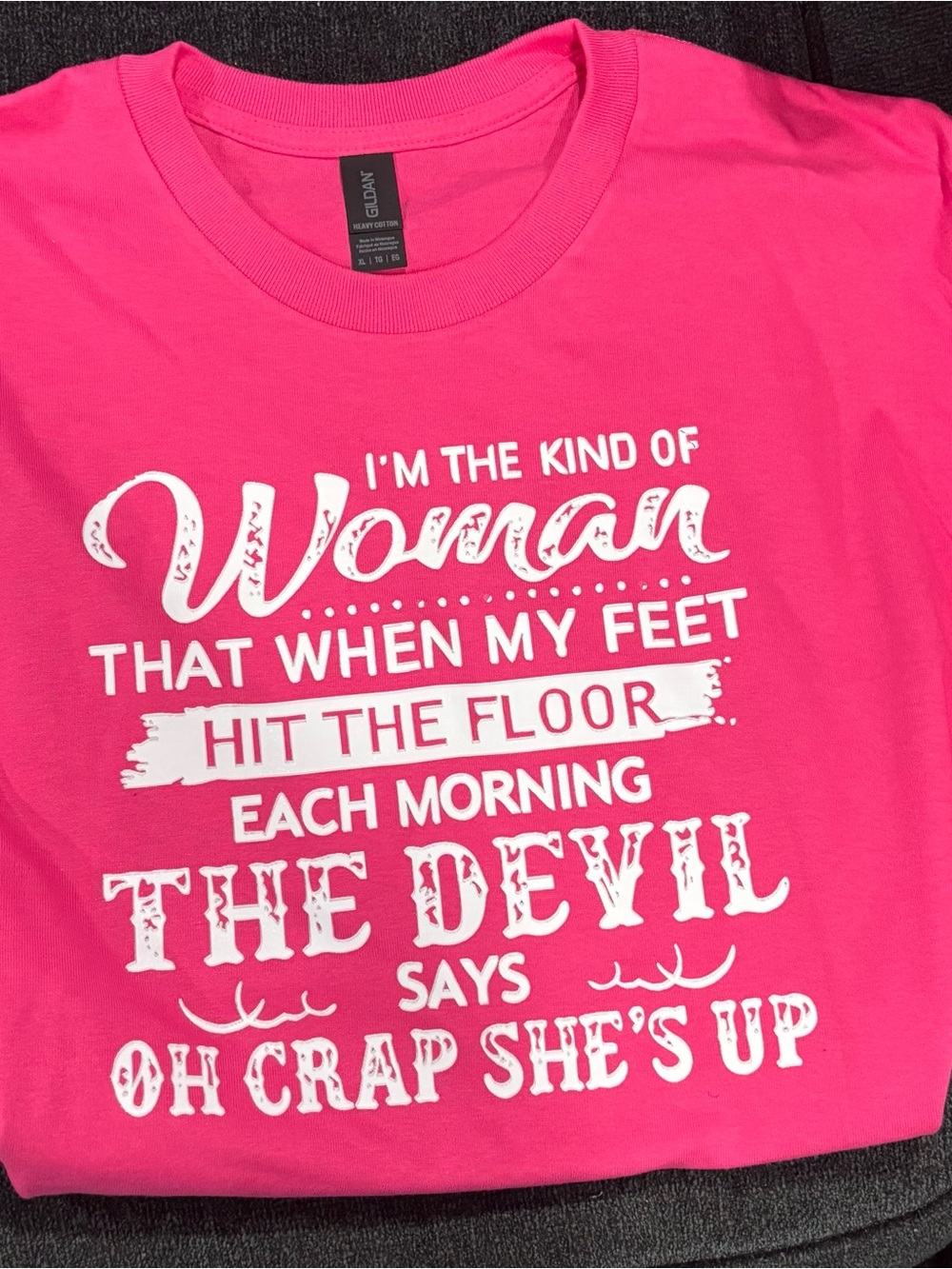 Graphic Women’s T‑Shirt - Hot Pink with White Print